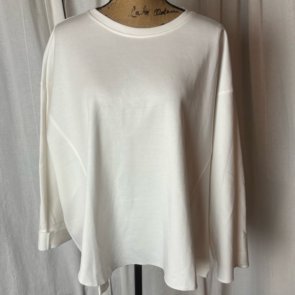 Davi & Dani White Lagenlook Oversized Jersey Knit Tee Shirt Women’s Sz M